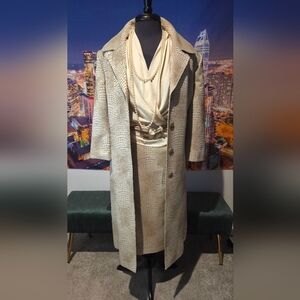 Kasper Cream Textured Trench Coat